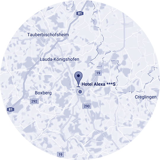 Landkarte zur Anfahrt zum Hotel Alexa in Bad Mergentheim